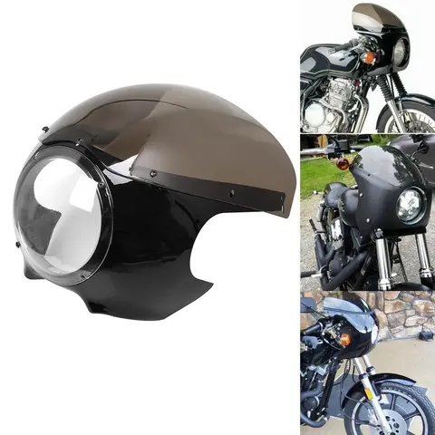 오토바이 5-3/4 할리 Sportster XL 883 1200 Dyna Super Glide 용 카페 레이서 헤드 라이트 페어링 윈드 스크린 커버 잘라 내기