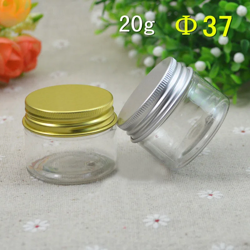 20grams clear PET Cosmetic Jar silver gold lid  cream mask gel essence gel mlisturizer emulsion wax skin care cosmetic packing