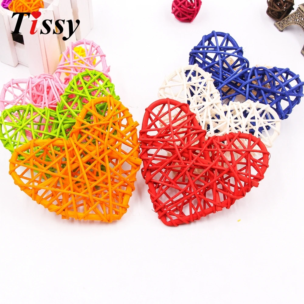 

10PCS 7cm/10cm Rattan Heart Colorful Sepak Takraw Birthday Wedding Party Christmas Decoration Home Garden Supplies Kids Gift