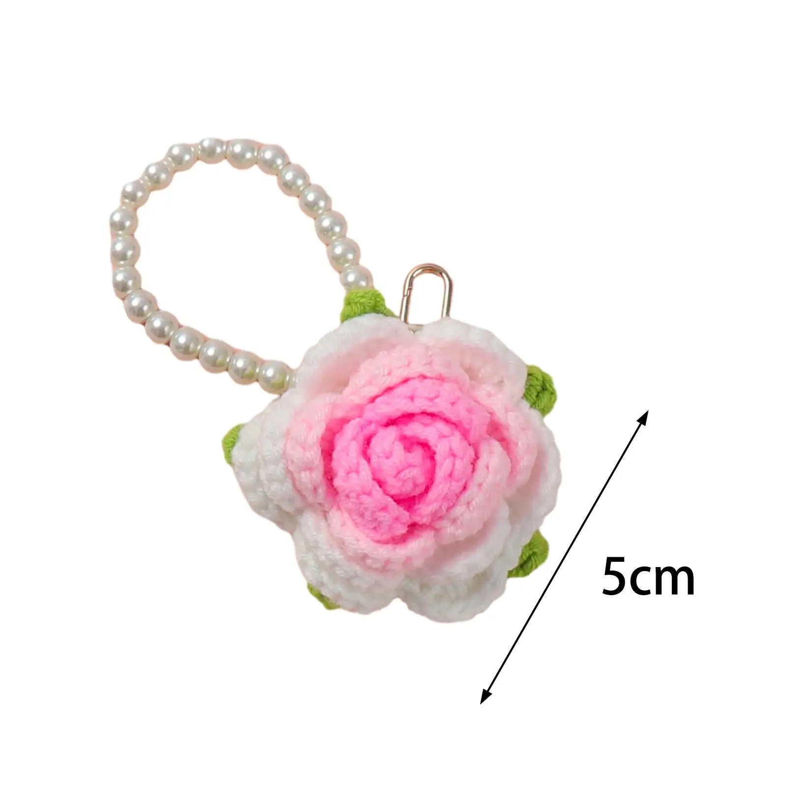 5xRose Key Chain Gift Key Holder Decor for Anniversary Handbag Valentine's Day Gradient Pink