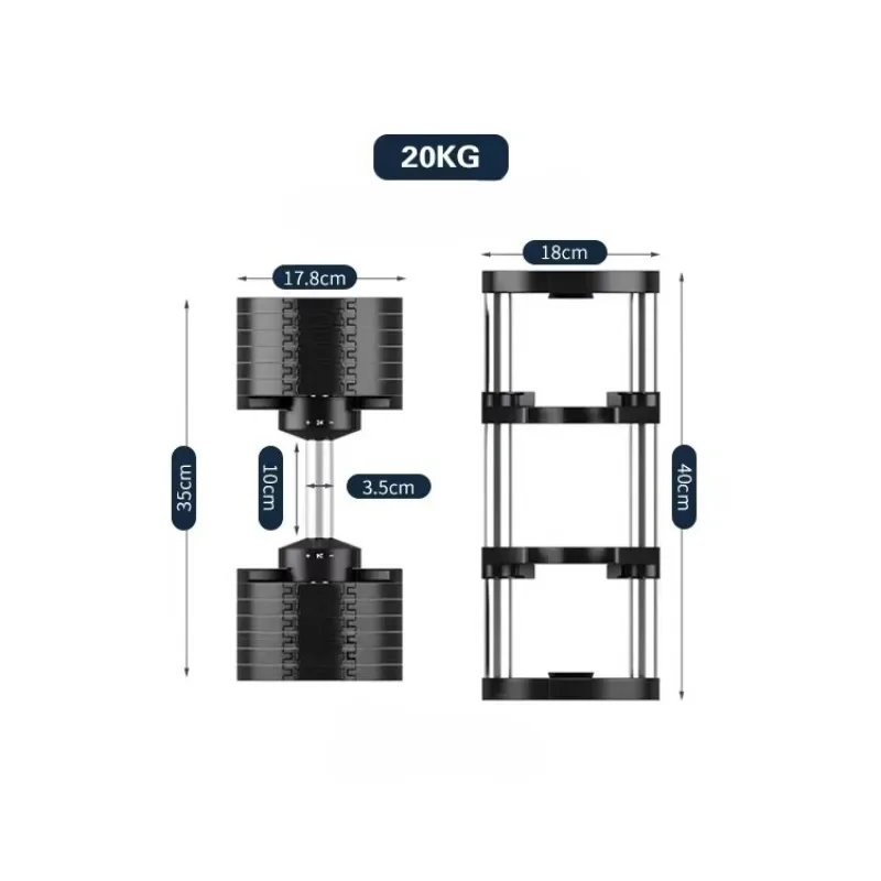 

20/32kg Single Adjustable Cast Iron Dumbbell, Gym Commercial & Home Training Quick-Adjust Dumbbell