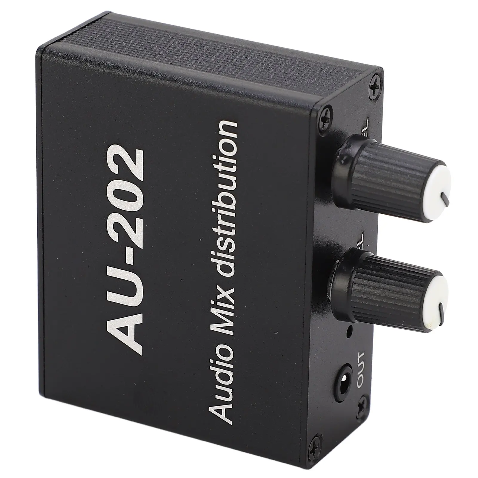 Mini Audio Distribution Mixer 2 in 2 Out Stereo Magnifier Distributor with Power Adapter 100‑240V