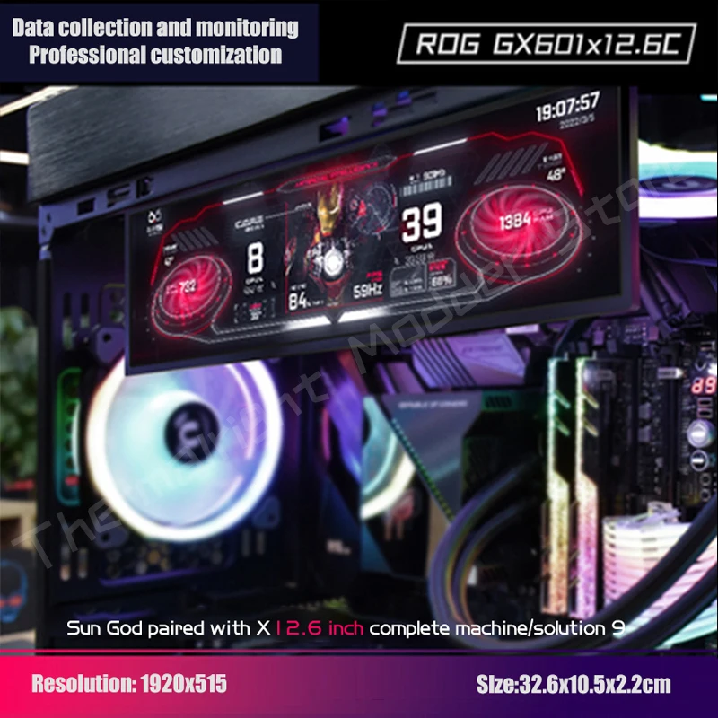 ROG-Pantalla de Monitor GX601 para Gamer, Panel plano con temas personalizados, AIDA64, 5-19 pulgadas, ampliación secundaria, Dsiplay