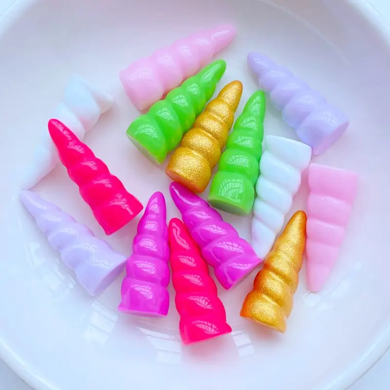 20Pcs New Cute Mini 10*25mm Unicorn Horn Flat Back Resin Cabochons Scrapbooking DIY Jewelry Craft Decoration Accessorie