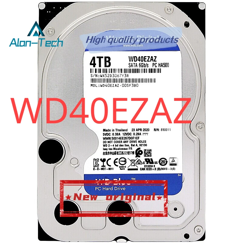 For Blue Disk 4T WD40EZAZ Western Digital 4T Desktop Mechanical Hard Drive 3.5″ SATA Installed Computer Serial Port