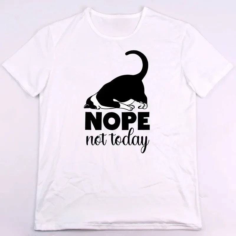 Comfortable Punk  Tops Funny Cat NOPE Not Today Print T-shirt Casual Novelty Humor Cool Loose Graphic Women T Shirts