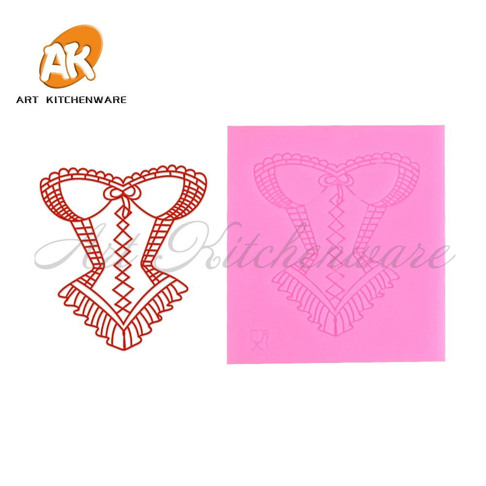 Женский мини-корсет, силиконовая форма для одежды, кружевной коврик, «сделай сам», форма для помадки, шоколада, инструменты для украшения тортов, Аксессуары для выпечки