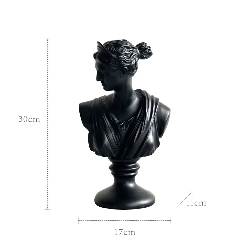 Black&White Sun God Apollo,Moon Goddess Artemis Ornaments Resin Sculpture Statue Church Photography Wedding Prop Home Decoration