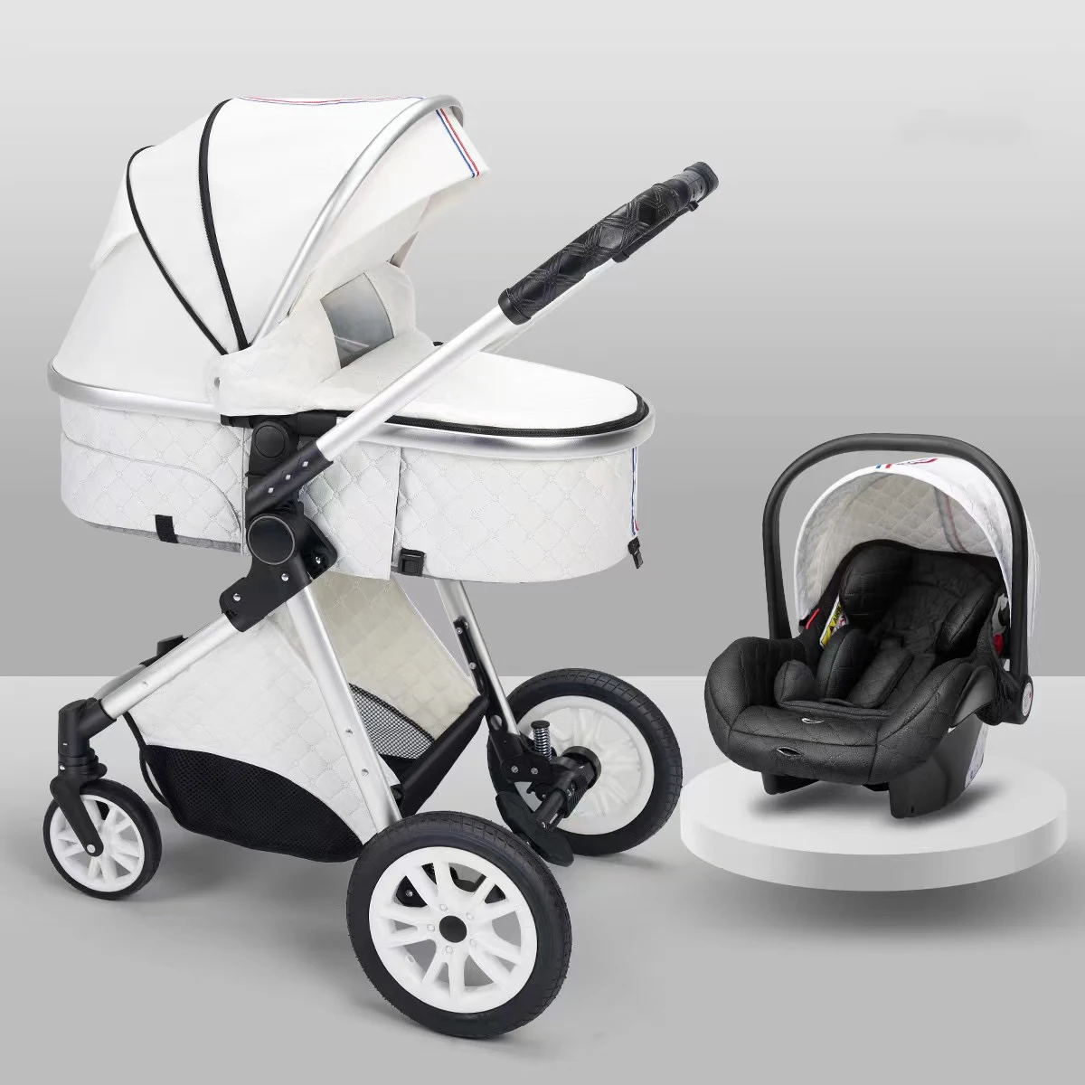 

New 3 IN 1 Baby stroller, Multi-functional Baby Carriage,Baby Stroller High Landscape Reclining Light Folding Stroller baby car