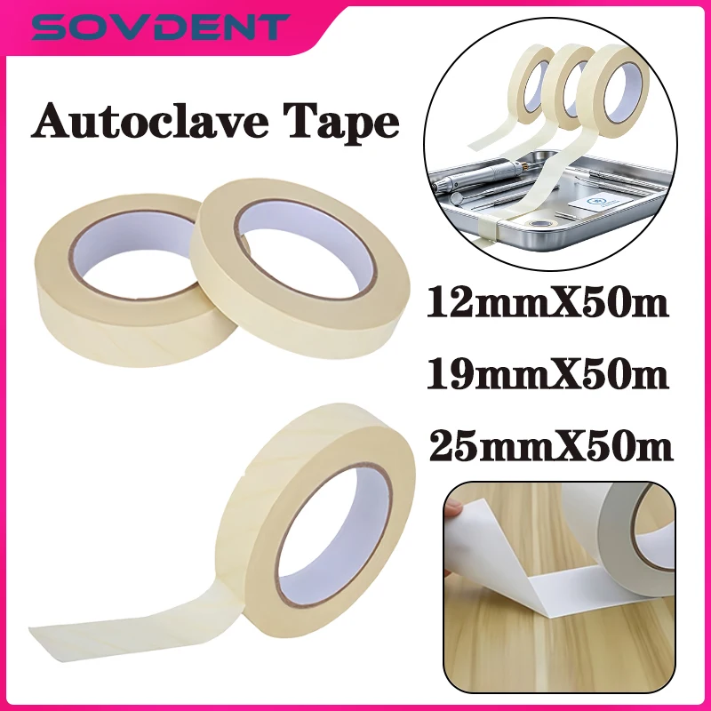 50m/Roll Dental Sterilization Indicator Tape Medical Autoclave Cards Steam Indicator Tape Dentistry Cleaning Lab Materi