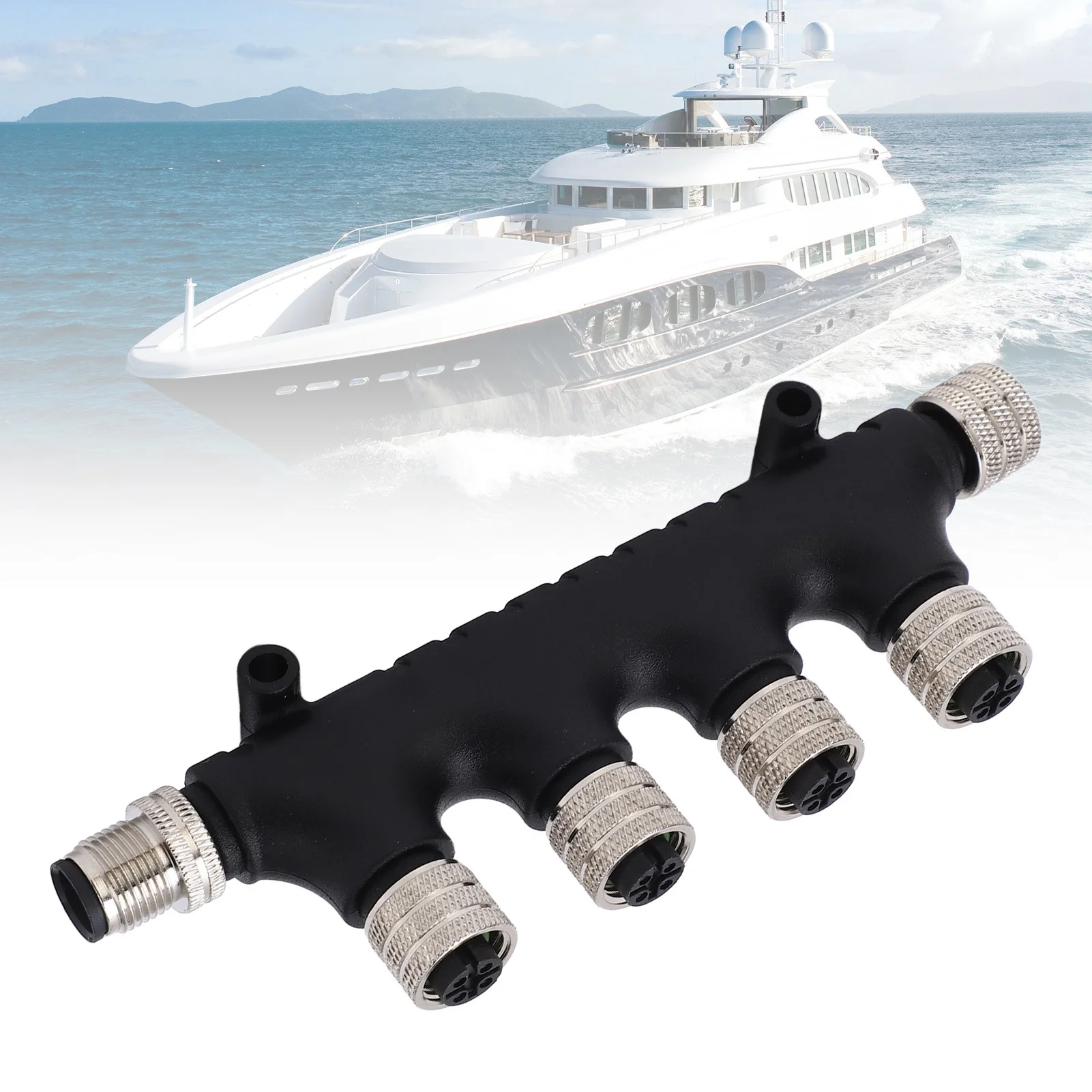 Conector en T NMEA 2000 de 5 Pines, Cables de Conexión Impermeables IP67, Terminador en T Multipuerto de 4 Puertos para Redes Lowrance