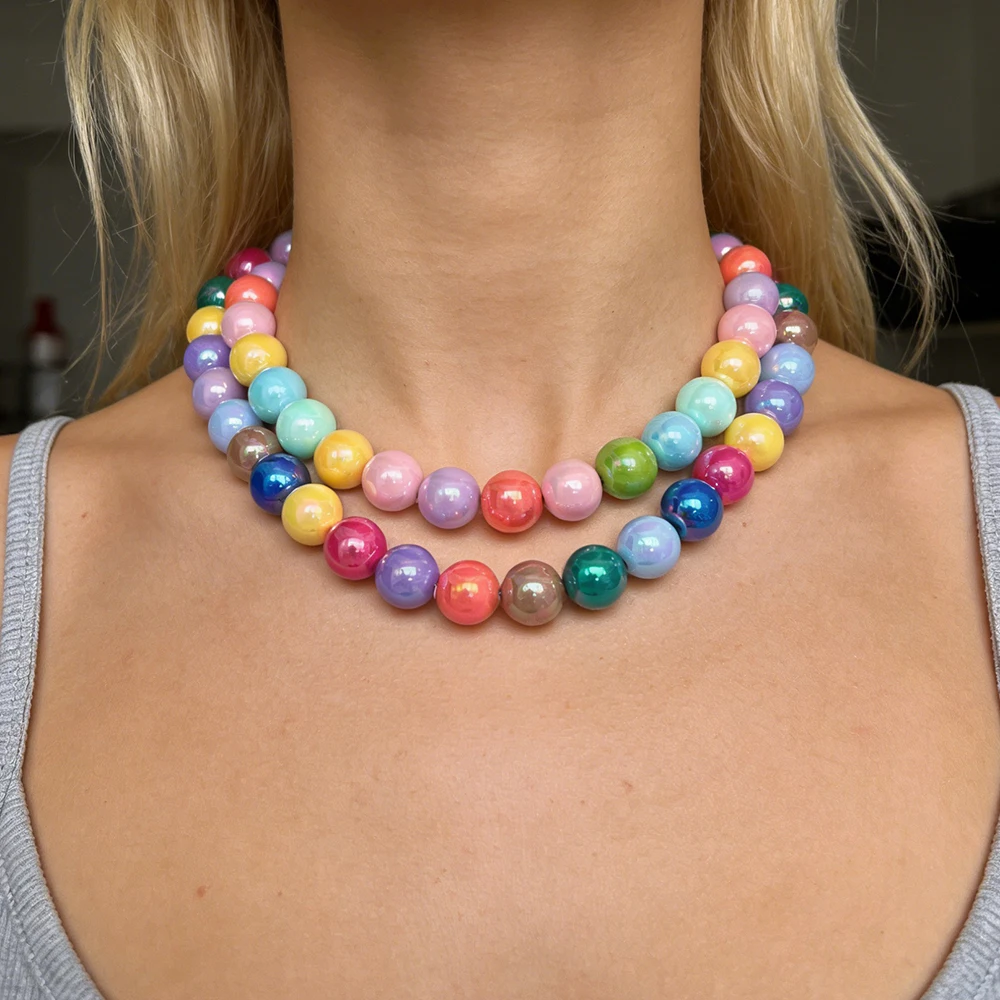 Vibrant Resin Bead Necklace