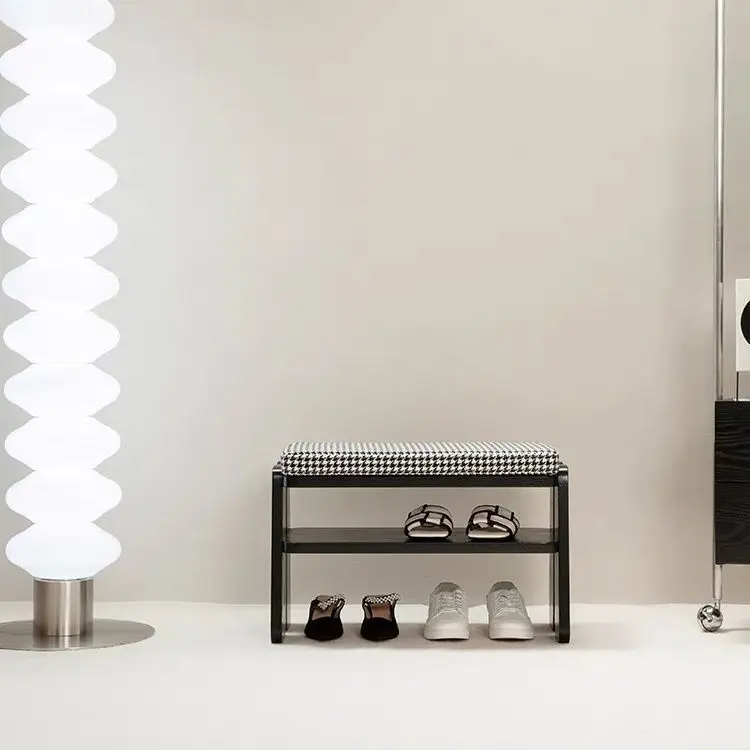 مقعد تغيير الأحذية من الخشب الصلب، مدخل منزلي، مقعد منخفض، حقيبة ناعمة، وسادة مقعد، خزانة أحذية، مقعد متكامل، طبقة مزدوجة