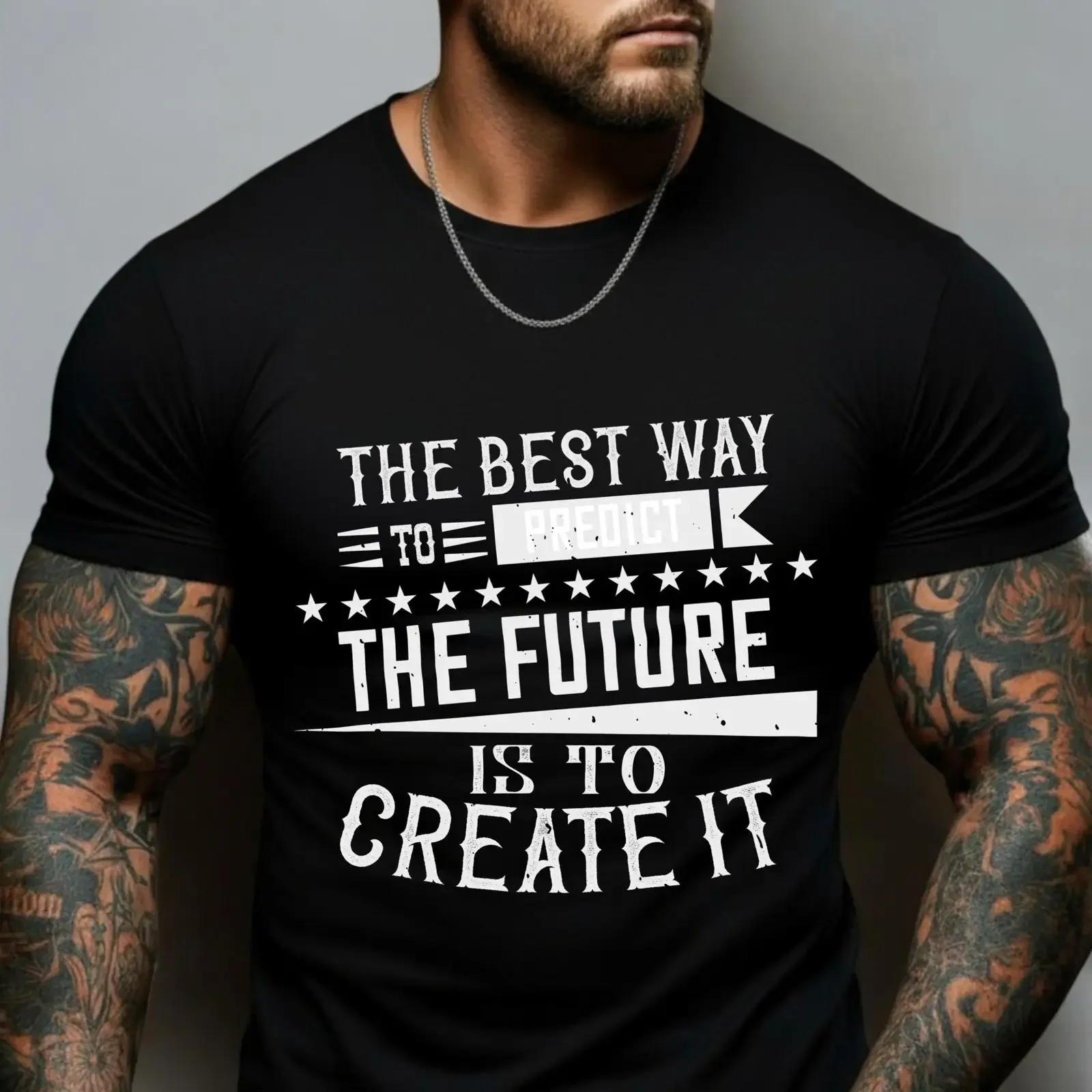 T-shirt motivant pour hommes, la meilleure façon de prévoir le futur est de le créer, citation inspirante, citation inspirante, vintage, lavé, doux