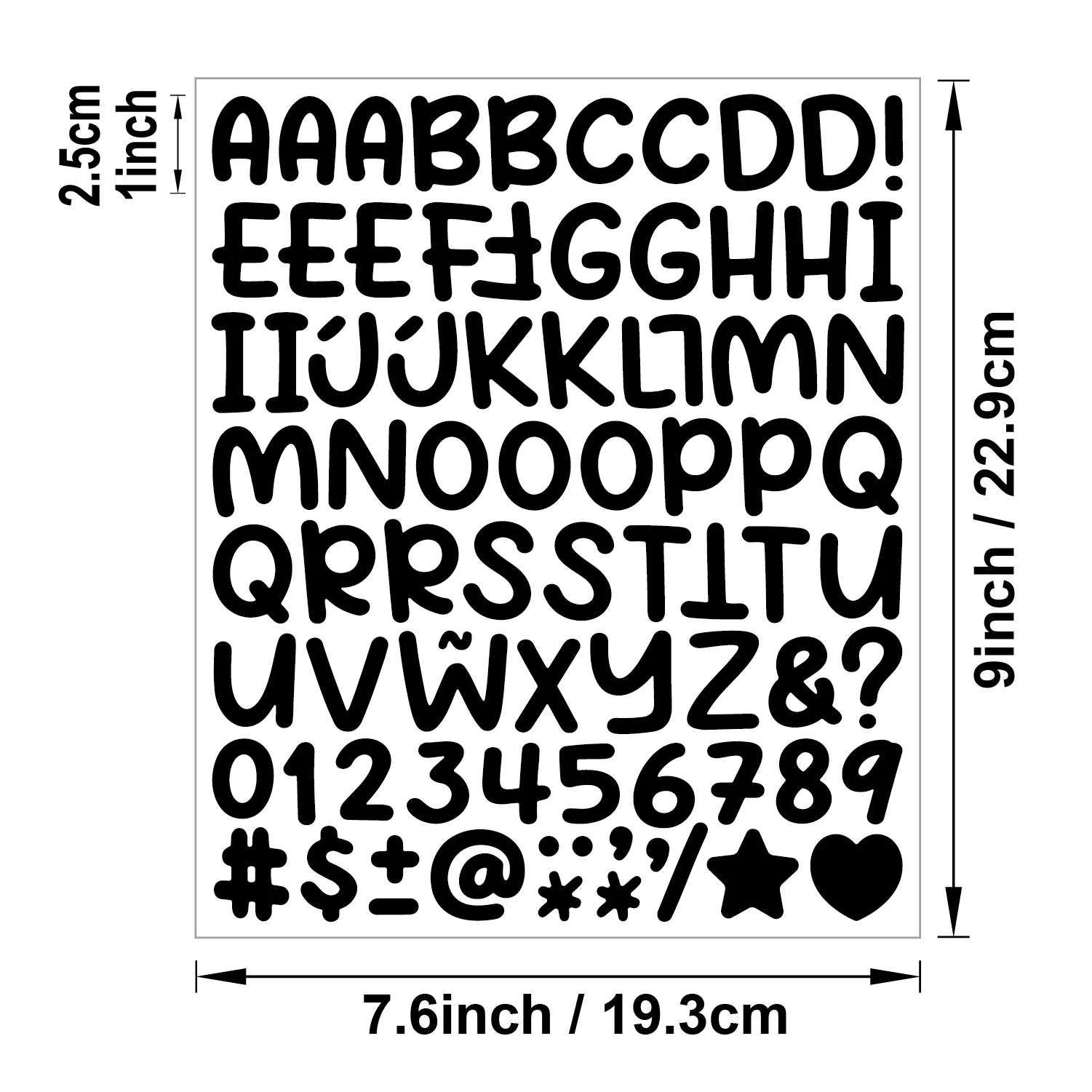 1매 1인치 비닐 만화 ABC 스티커 귀여운 자가 점착 알파벳 및 숫자 스티커 (어린이용, 스크랩북, 물병 공예용)