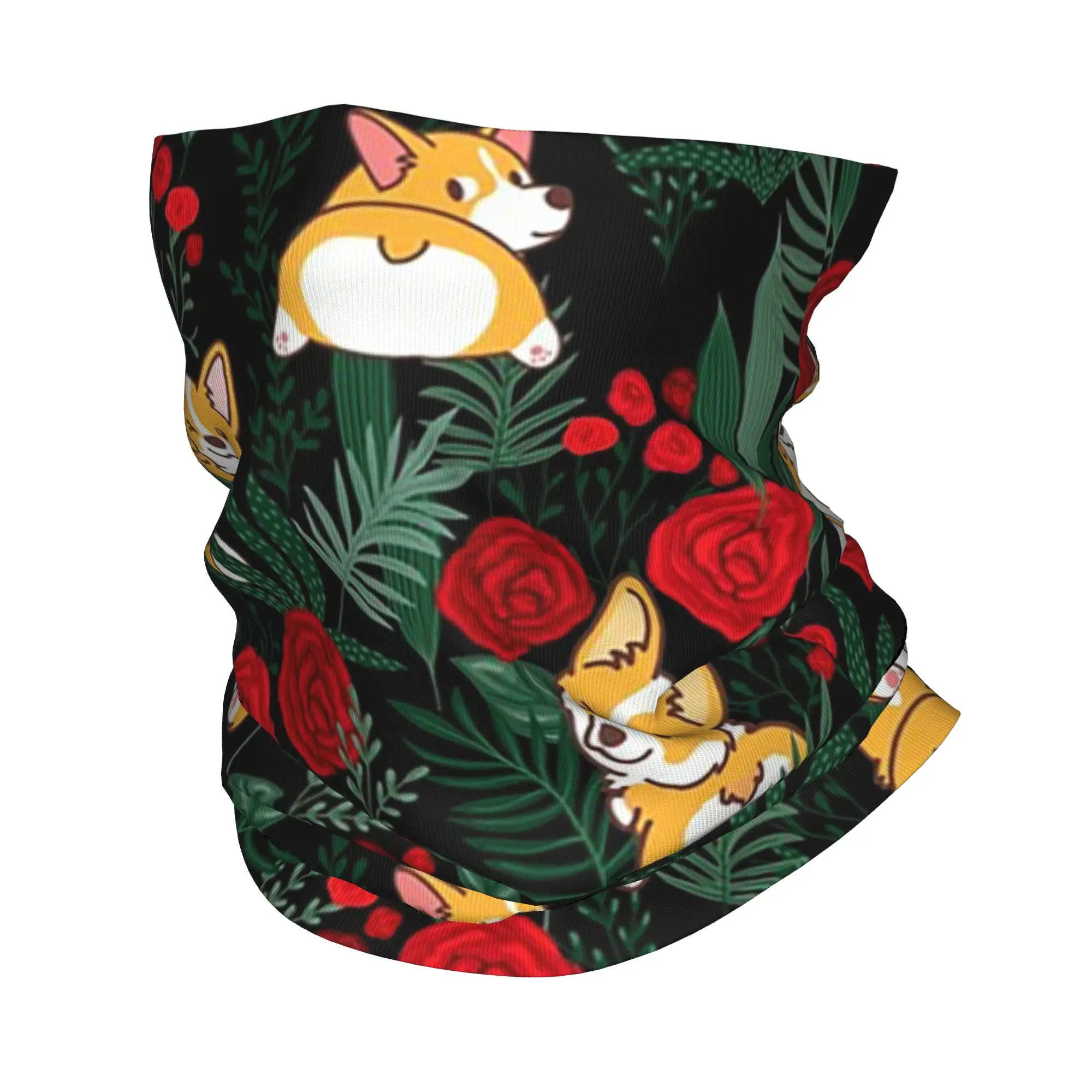 Corgi Dog in Garden Bandana Neck Gaiter Printed Mask Scarf Warm Balaclava Outdoor Sports Unisex Adult Winter