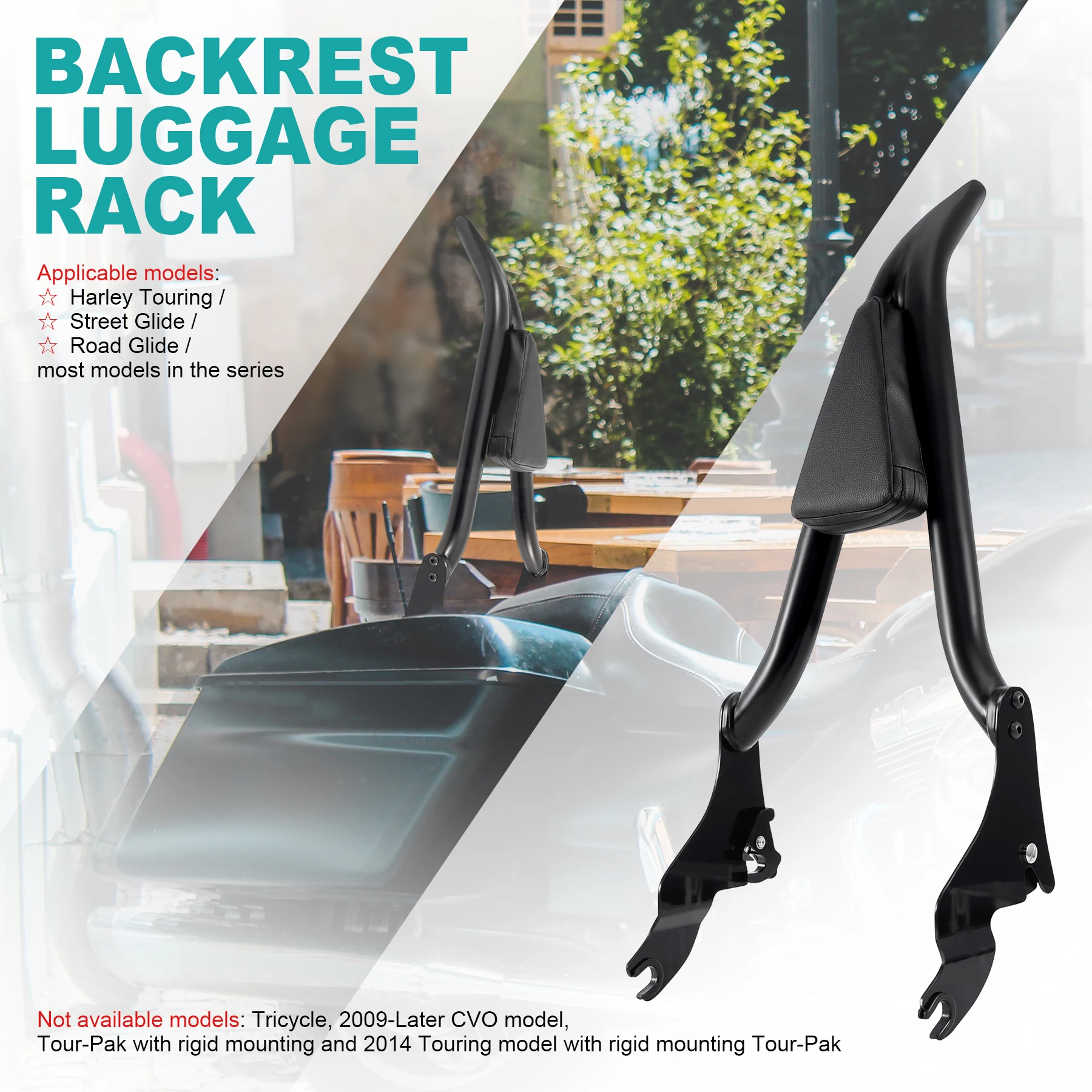 

22inch Sissy Bar Motorcycle Rear Detachable Passenger Backrest Fit For Harley Touring Street Glide 2009-2014 Black
