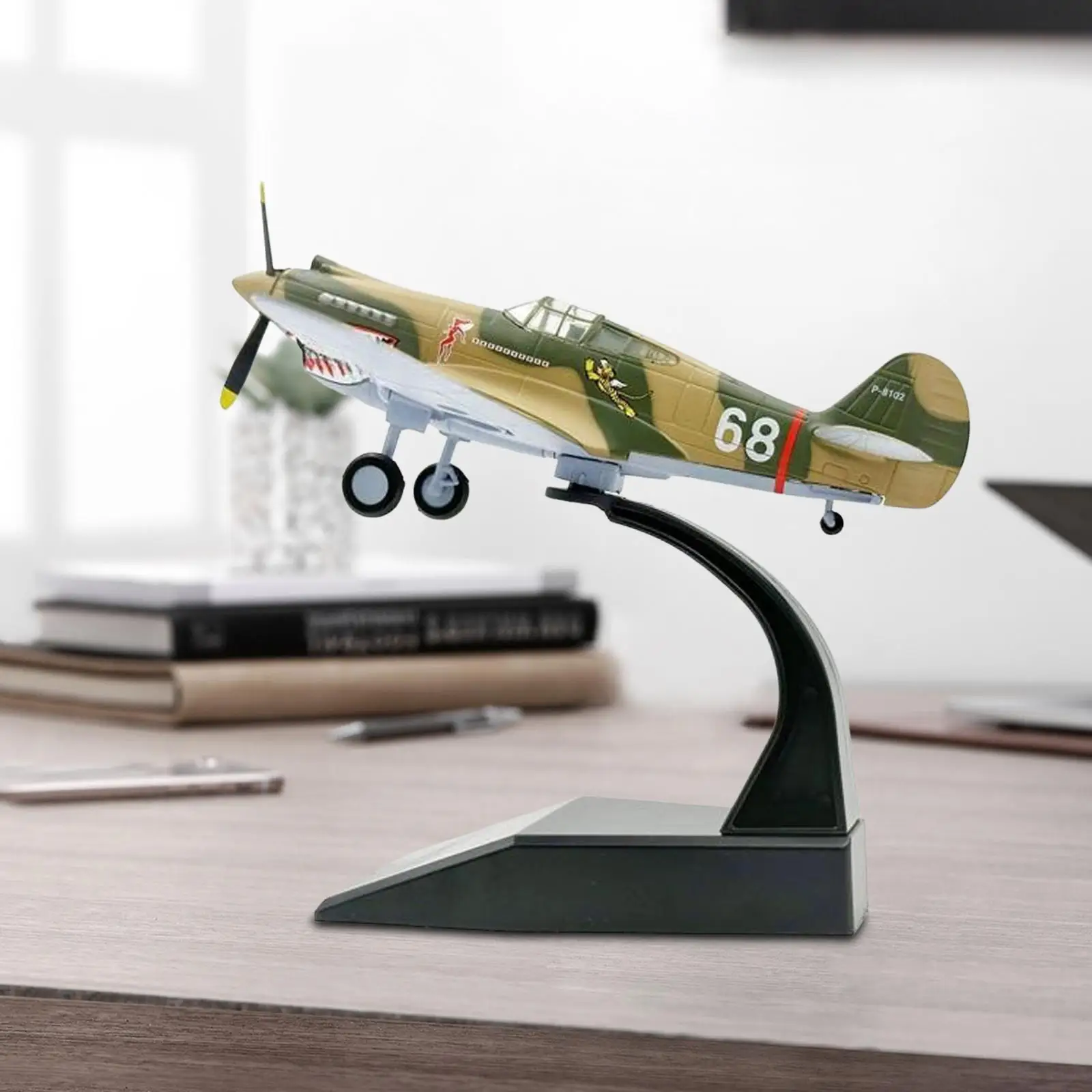 P40 Collectables Diecast 1: 72 Plane Model with Stand with Base Diecast Fighter for Cafe Office Bookshelf Bedroom Decor