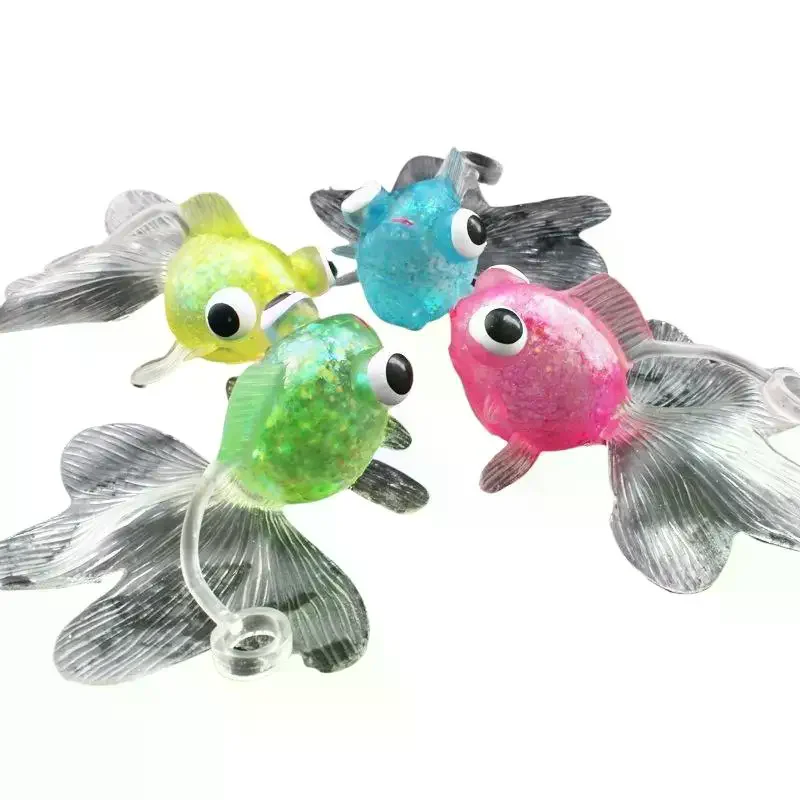 Goldfish Squeeze Fidget Toy Kawaii Kids Big Eyes Cartoon Slow Rebound Gold Powder Maltose Ball Tail Gifts