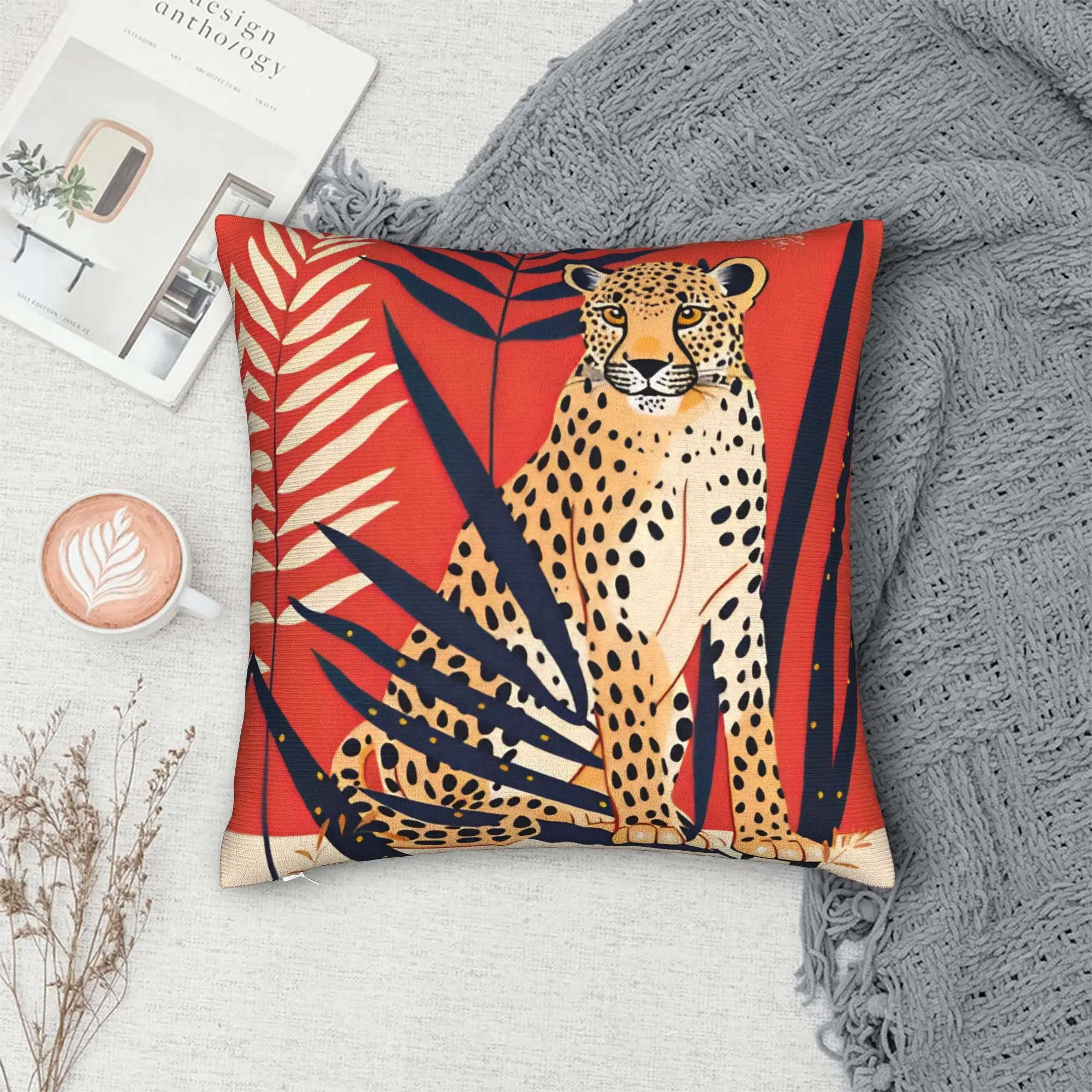 Scandinavian Style Leopard In The Jungle Pillow Case  Novelty Pillow Cover Custom Pillowcases For Wedding Party Home Decor