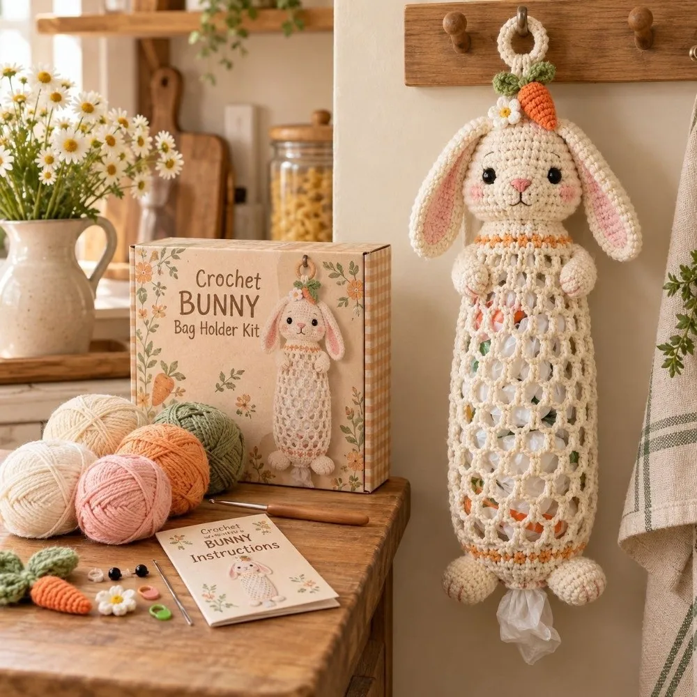 Beginner Friendly Crochet Animal Bag Holder Step by Step Instruction Yarn Christmas Hanging Storage Pouch Animal Shape