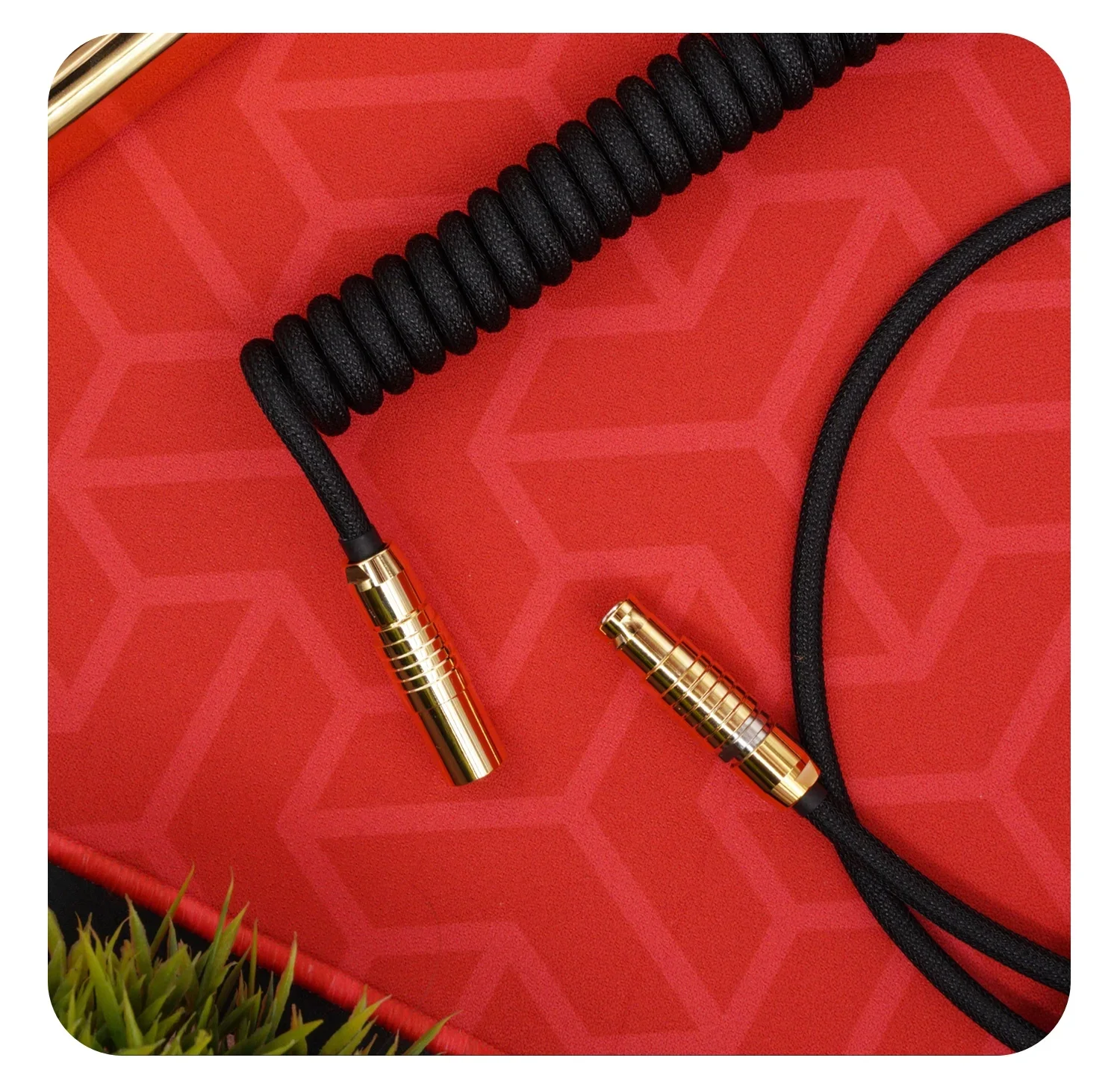 Linha de dados de teclado personalizado manual GeekCable Inserção de ar traseira hardware dourado tecido preto