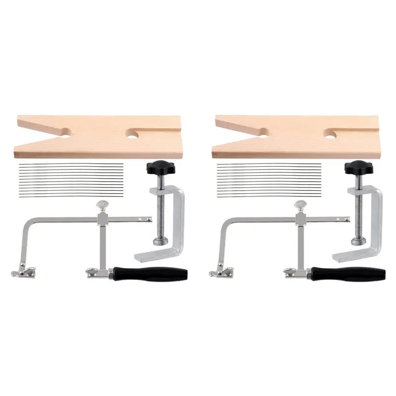 AB34-2X 3 In 1 Jeweler Saw Kit Includes V-Slot Bench Pin Clamp, Adjustable Saw Frame And Piercing Handle Saw Blade