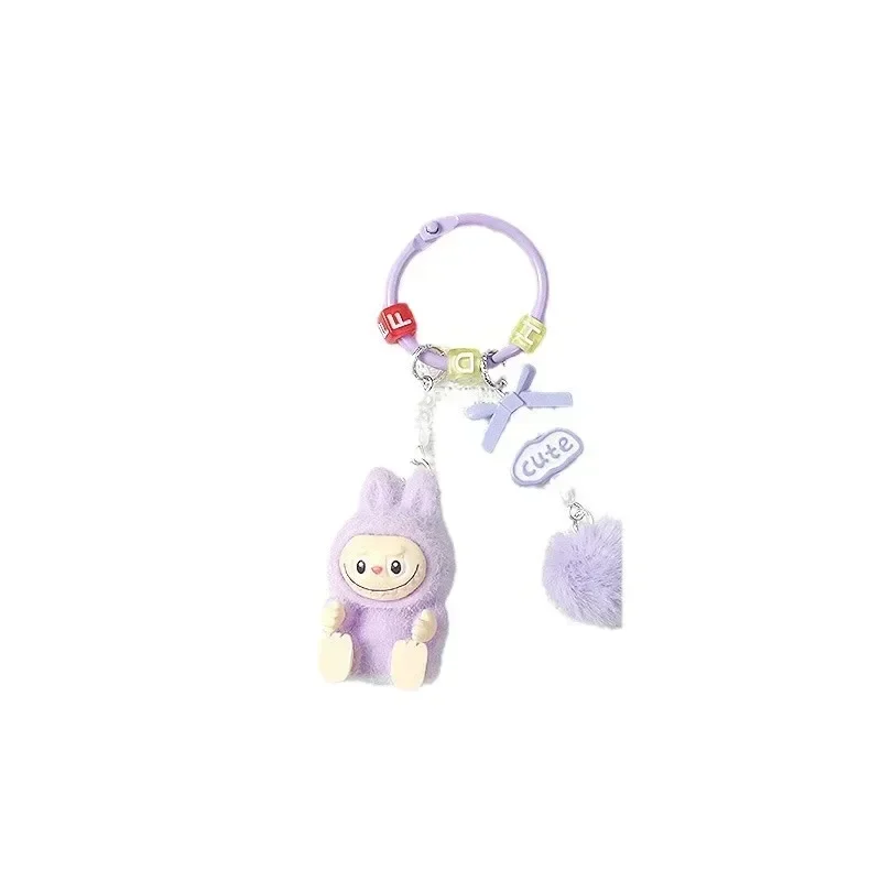 MINISO Anime Kawaii Mode Labubu Schlüsselanhänger Anhänger Niedliche Cartoon Kreative Ins Handytasche Dekoration Geschenke für Kinder