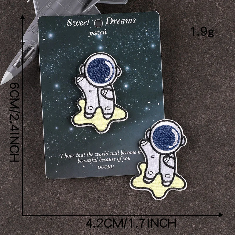 6pcs Planet Cartoon Astronaut Patches for Clothing, DIY Iron-on Patches, DIY Aesthetic Embroidery Appliques Sticker