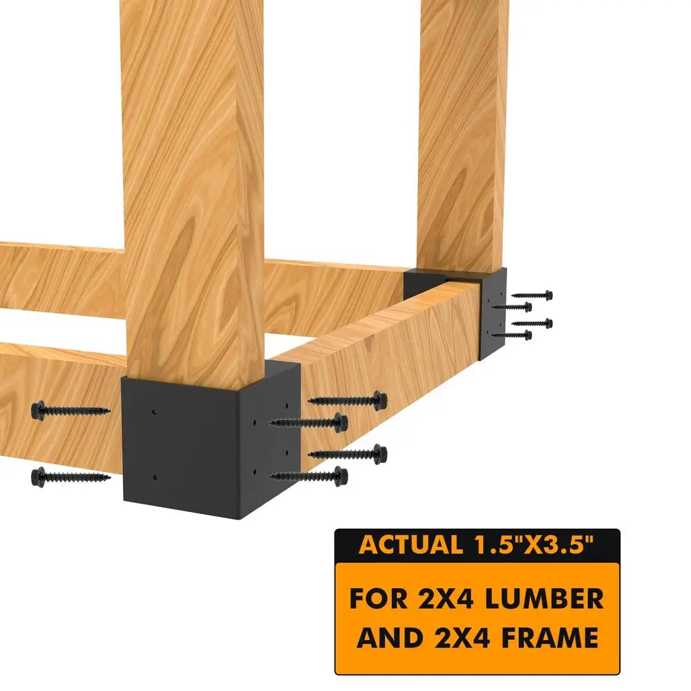 Heavy Duty Steel 3-Way Right Angle Corner Brackets Kit DIY Workbench Shelving Table Fits 2x4 8 Pcs 64 Screws Sturdy Durable