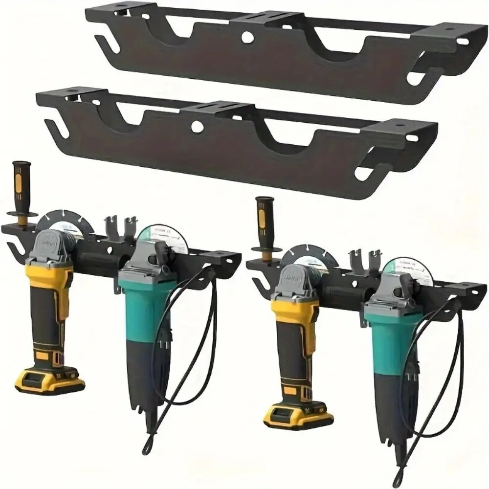Heavy Duty Wall Mount Angle Grinder Holder Metal Wear-resistant Angle Grinder Rack Durable Black Tool Storage Rack