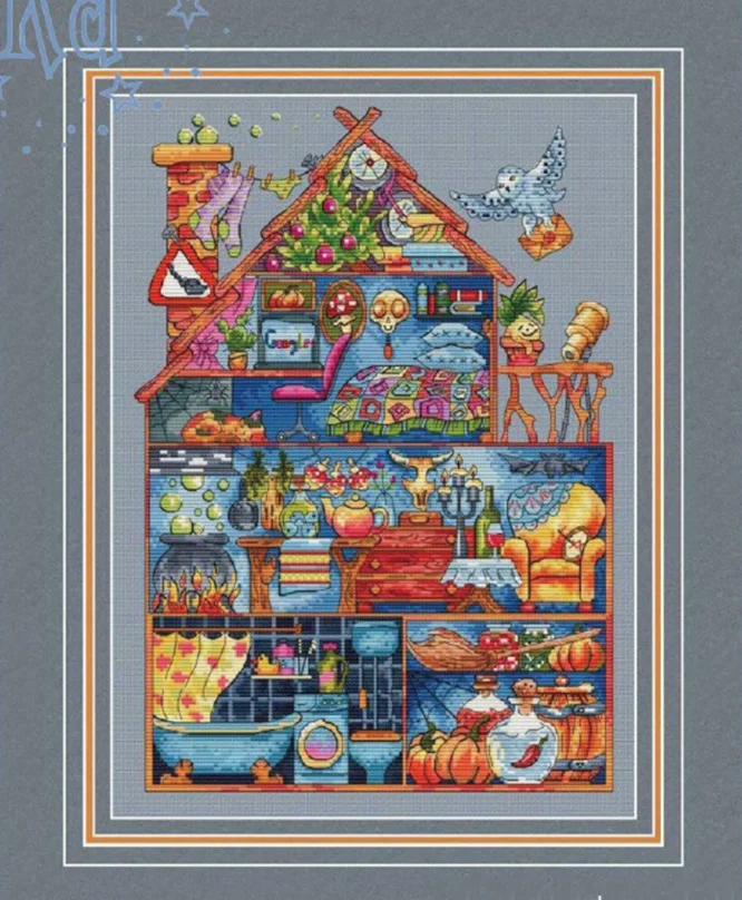 Chinese Cross-Stitch Kits, Embroidery Needlework Sets, Wizard's Loft, 34-44, 16CT, 14CT, 18CT, DIY