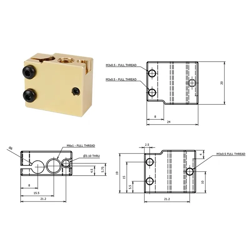 E3D Volcano PT100 Heater Block Aluminum Brass Plated Copper High Temp Hotend Extruder Head With Silicone Insulation Sock