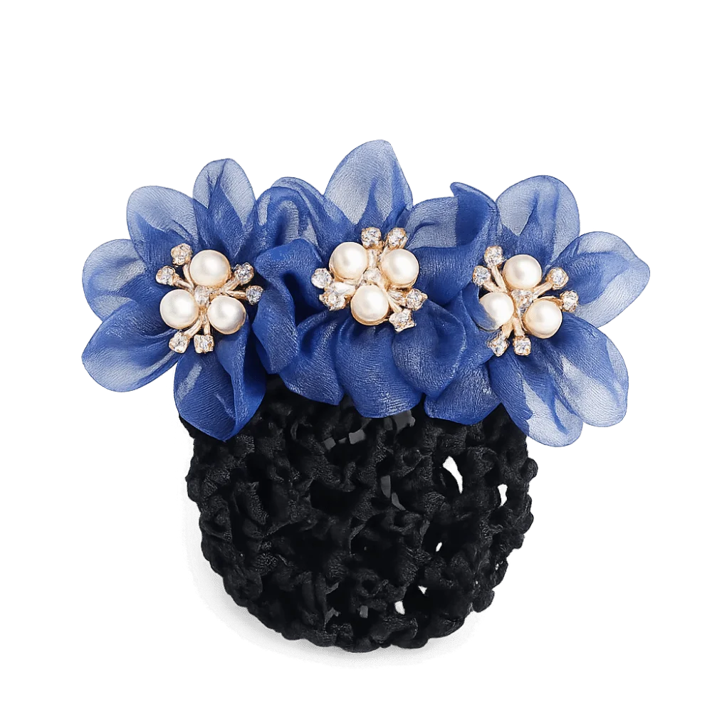 

Crochet Imitation Pearl Delicate Flower Hair Net Dual-Use Cloth Cover Net Spring Clips Ornament Colorful Hairgrips Korean