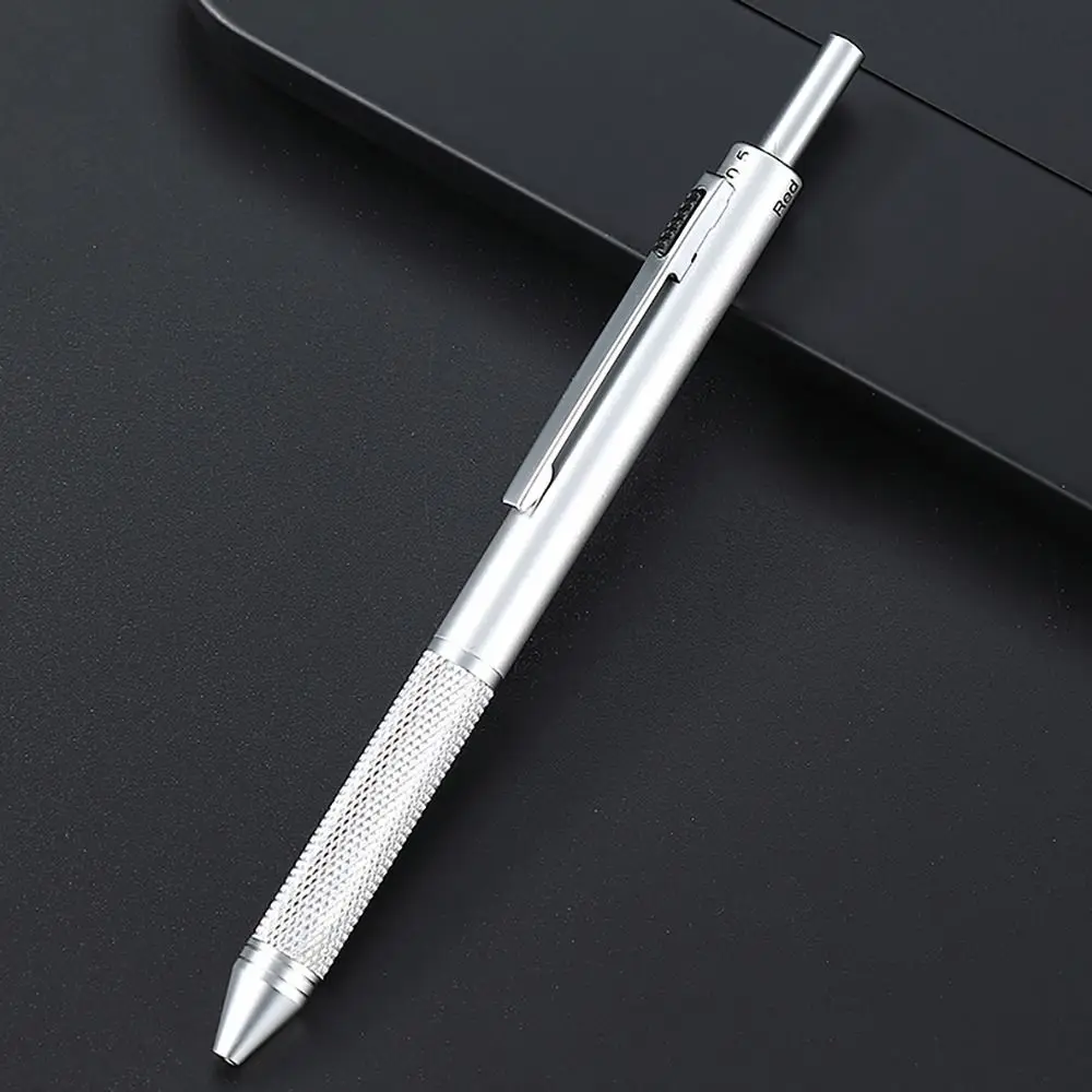 Caneta multifuncional de metal simples, tipo prensa 4 em 1, caneta esferográfica de 3 cores, sensor de gravidade, lápis mecânico de 0.5mm, escola e escritório