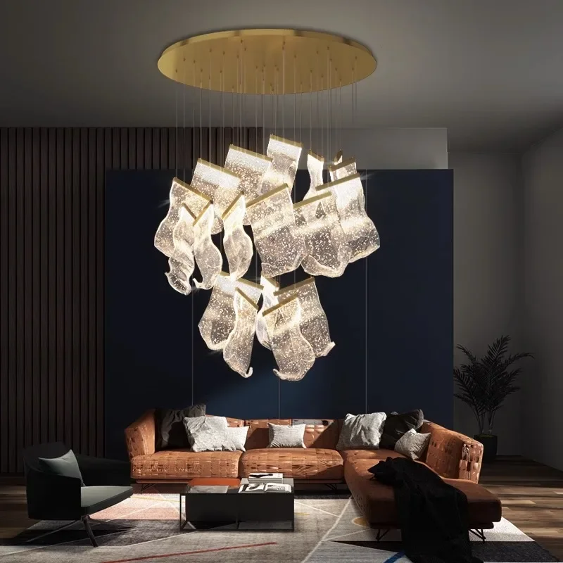 

Postmodern Creative Chandelier LED Adjustable Hanging Lamp for Dining Living Room Duplex Rotating Staircase Guide Lighting