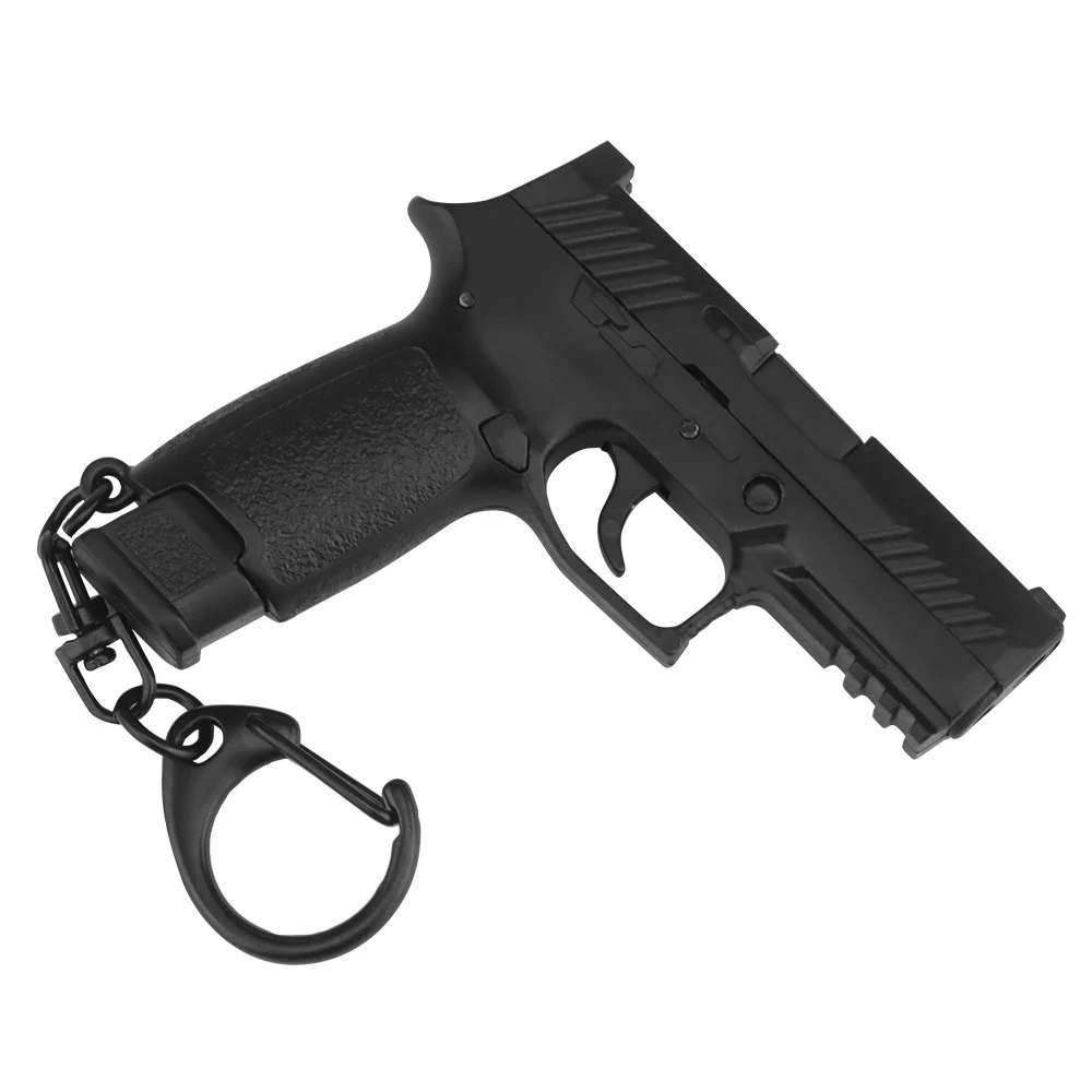 P320-Black Mini Pistool Sleutelhanger 1:4 Miniatuur Pistool Vorm Pistool Sleutelhanger Ornament Cadeau Voor Leger Fan Model Collectie