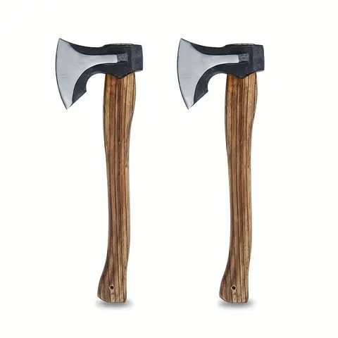 2PCS Professional Firewood Splitting Axe - Anti-Slip Wood Handle & Sharp Blade for Efficient Chopping & Outdoor Adventures