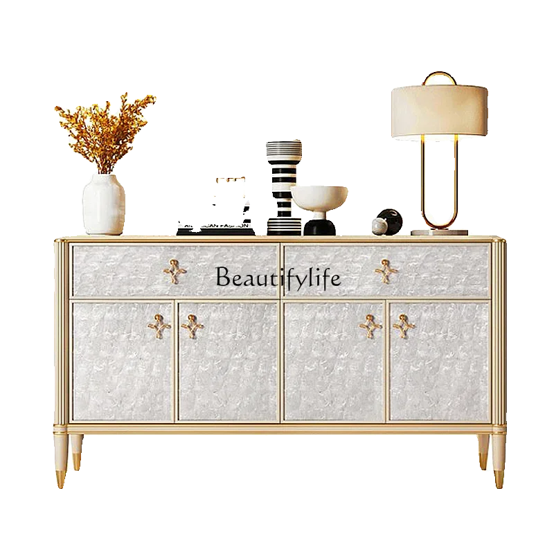 

FG10American light luxury dining side cabinet entrance solid wood living room shell decoration storage locker