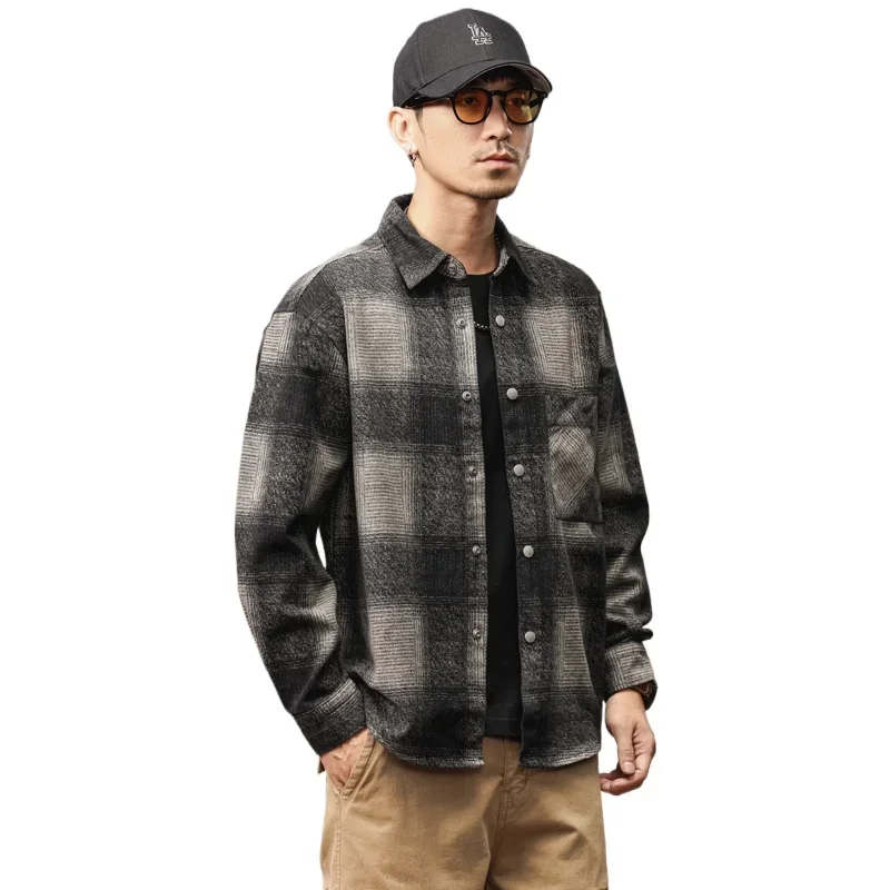 Chemise à carreaux à manches longues pour hommes, chemise épaissie, Cityboy, manteau décontracté, grande taille, printemps, automne