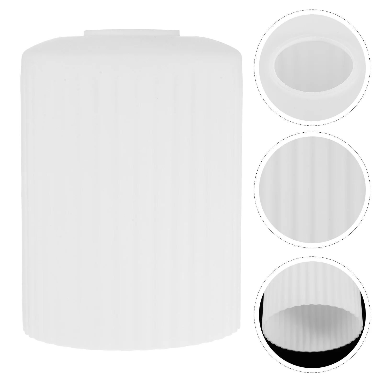 

Cylindrical Glass Lamp Shade Milky White Striped Design Soft Diffused Lighting for Bedroom Living Room Study Interior Decoration