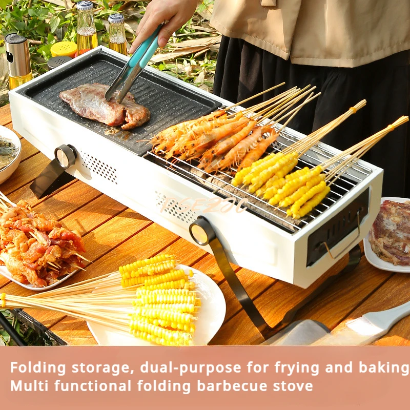 Outdoor Portable Foldable Smokeless Manual Barbecue Stove for Home Use