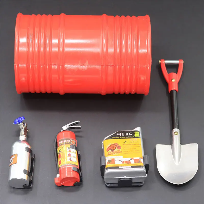 5pcs RC Simulate Crawler Car Decoration Set Ironshovel Oil Barrel for Axial SCX10 D90 TRX4 1/10 RC Crawler