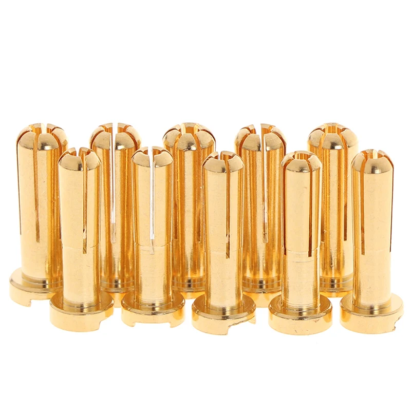 5pcs 4/5mm Gold Plated Metal Bullet Banana Plug Connector Male Female for RC Battery Part