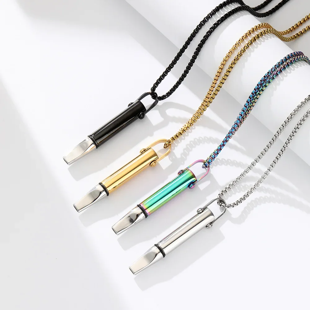 Fashion Breathing Resistance Whistle Necklace Men and Women Meditation Stress Relief Mindfulness Pendants Party Jewelry