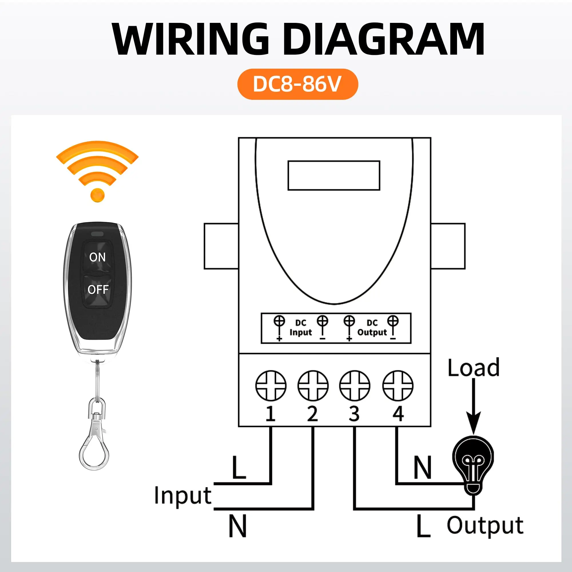 Wireless Remote Control Switch DC 12V 24V 48V 72V 30A RF 433Mhz Relay for Anti-Theft Alarms, Pumps Lights Lamps Roller Lind Door