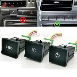 Car Red LED DRL Fog Light Front Rear Fog Light Radar Music Power Supply On Off Switch Button For Volkswagen polo 2014-2018