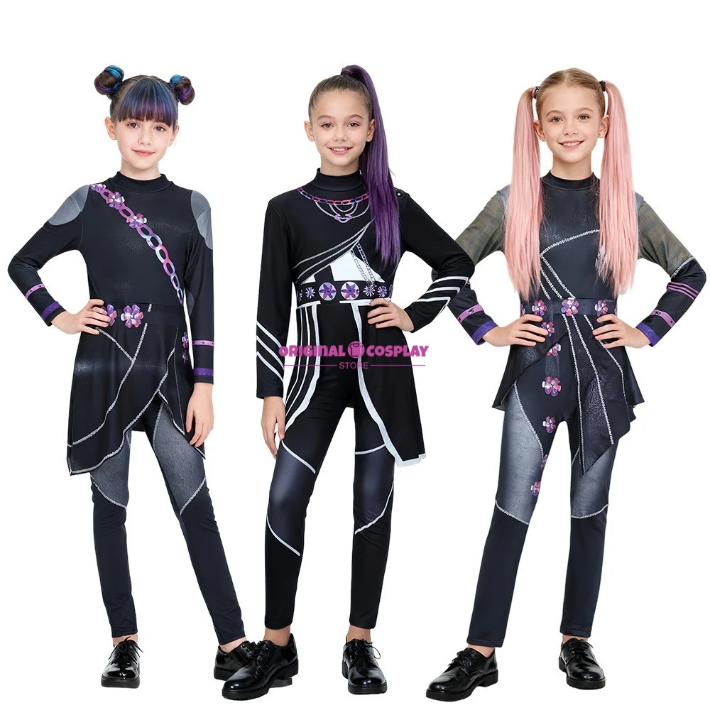 

Halloween Huntrix punk Rumi Cosplay Jumpsuit Girls Golden Clothing kid HUNTR/X KPOP Demon Hunter Zoey Mira Costume Fantasy Party