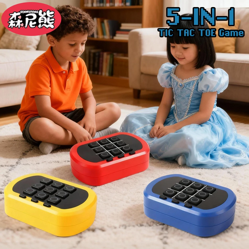 

SENNIXIONG 5IN1 Electronic Tic Tac Toe Game Board Handheld Digital Chessboard Interactive Puzzle Battle Console Toy for Children