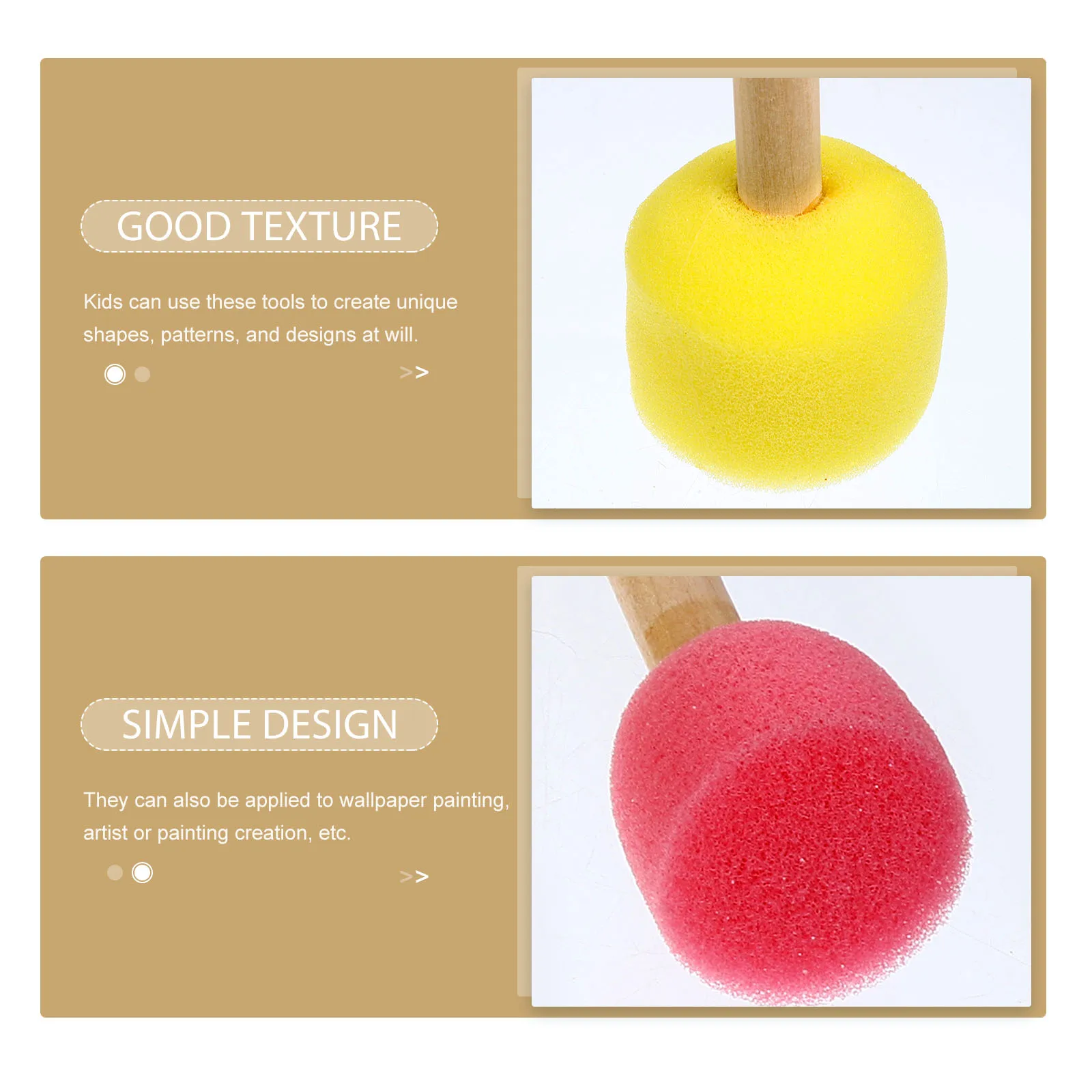 

10 Pcs Sponge Paint Brush Wooden Handle Kids Art Supplies DIY Painting Tool Safe Non Toxic Creativity Educational Toy Preschool